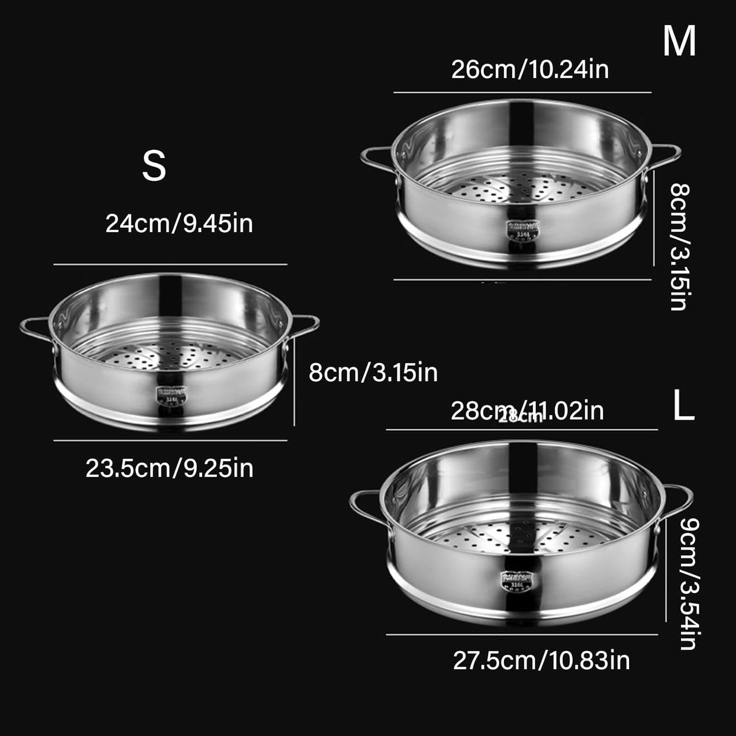 Durable 316 Stainless Steel Steamers for Versatile Cooking in Any Kitchen Setting