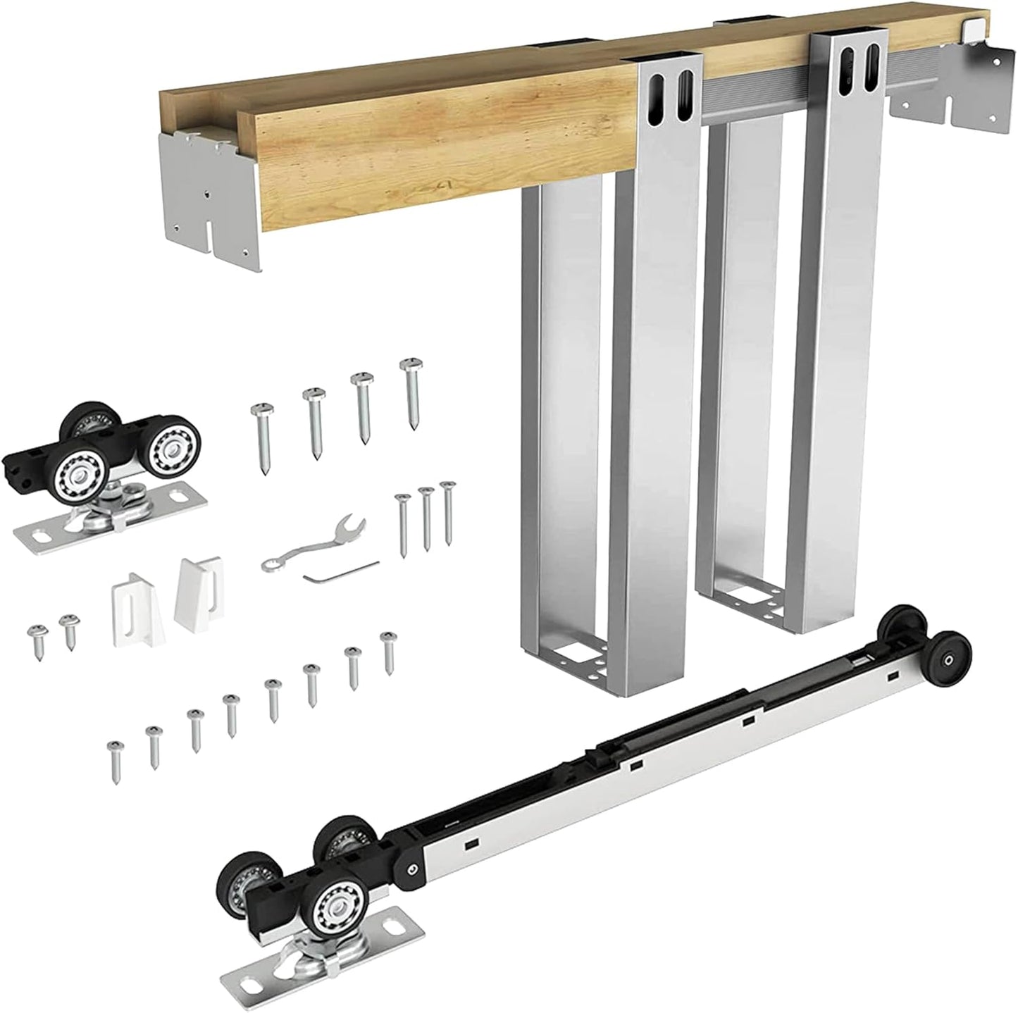 Durable 32"x80" Pocket Door Frame Kit with Soft-Close Mechanism for 24" to 32" Wide Doors - Easy Install & Durable Hardware