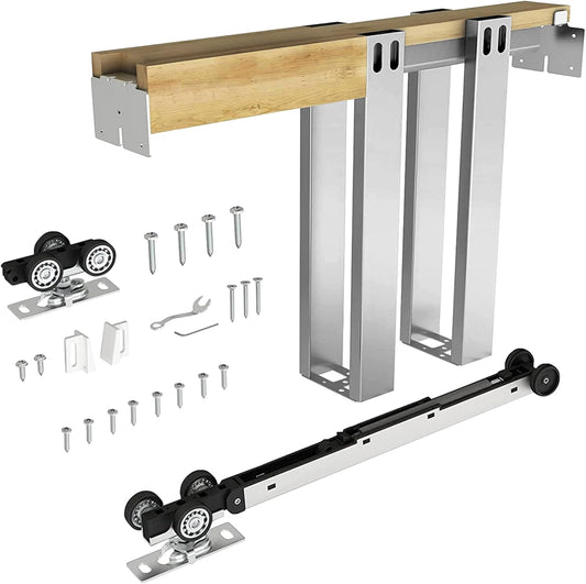 Durable 32"x80" Pocket Door Frame Kit with Soft-Close Mechanism for 24" to 32" Wide Doors - Easy Install & Durable Hardware