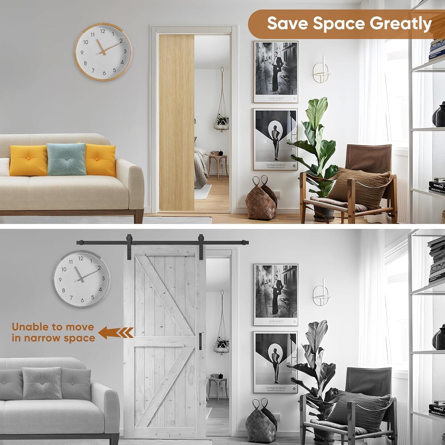 Durable 32"x80" Pocket Door Frame Kit with Soft-Close Mechanism for 24" to 32" Wide Doors - Easy Install & Durable Hardware