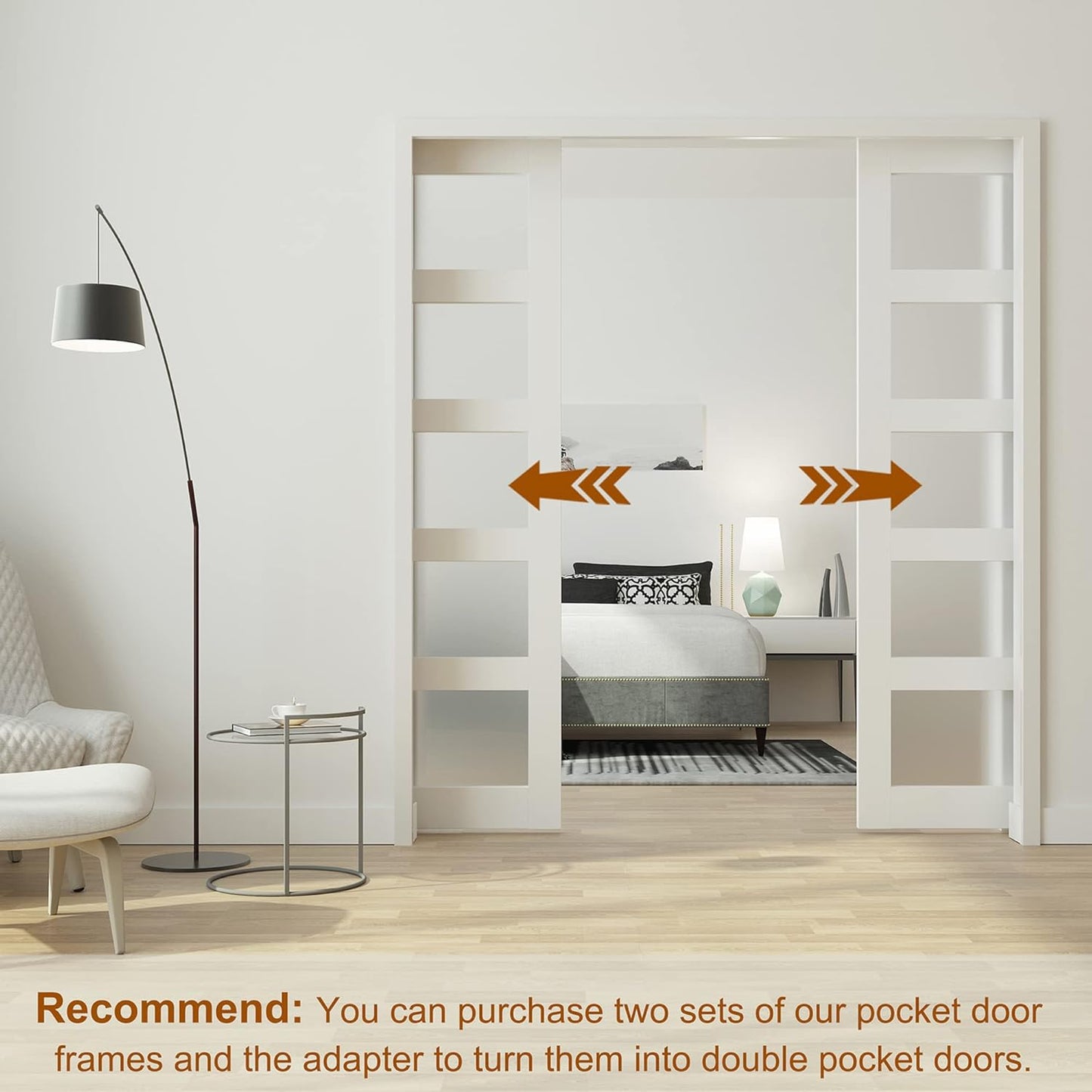 Durable 32"x80" Pocket Door Frame Kit with Soft-Close Mechanism for 24" to 32" Wide Doors - Easy Install & Durable Hardware