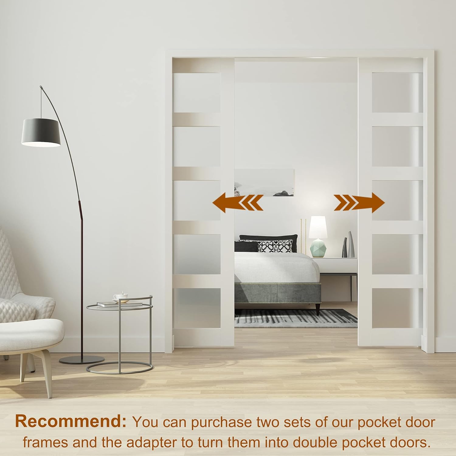 Durable 32"x80" Pocket Door Frame Kit with Soft-Close Mechanism for 24" to 32" Wide Doors - Easy Install & Durable Hardware