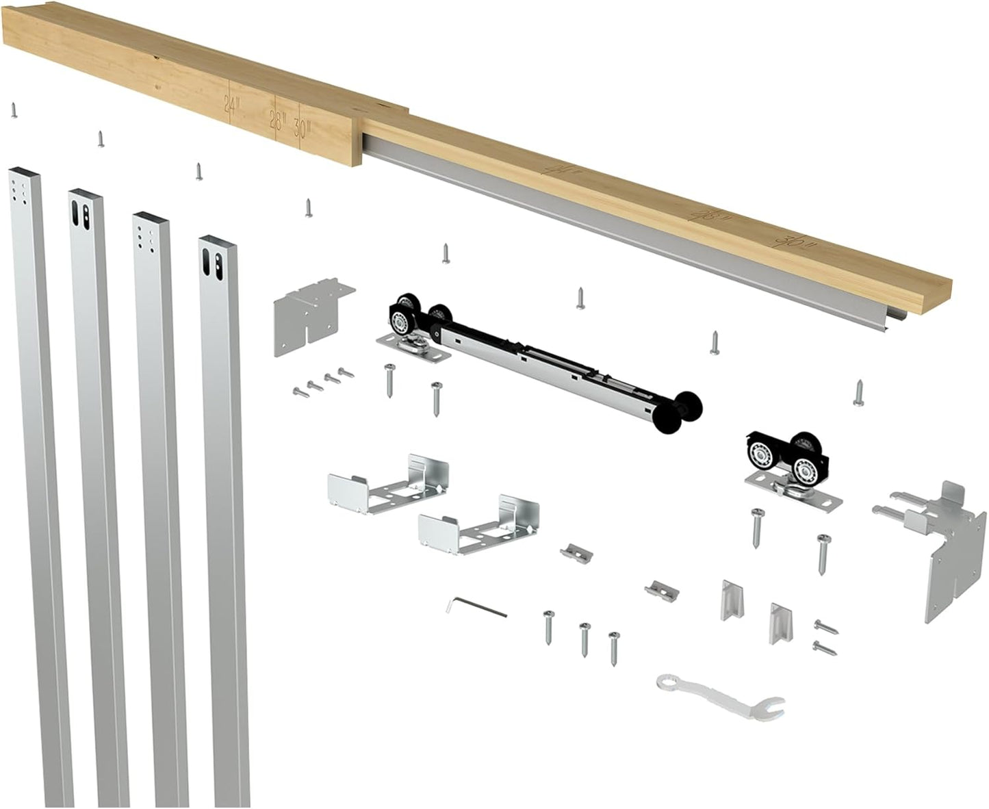 Durable 32"x80" Pocket Door Frame Kit with Soft-Close Mechanism for 24" to 32" Wide Doors - Easy Install & Durable Hardware