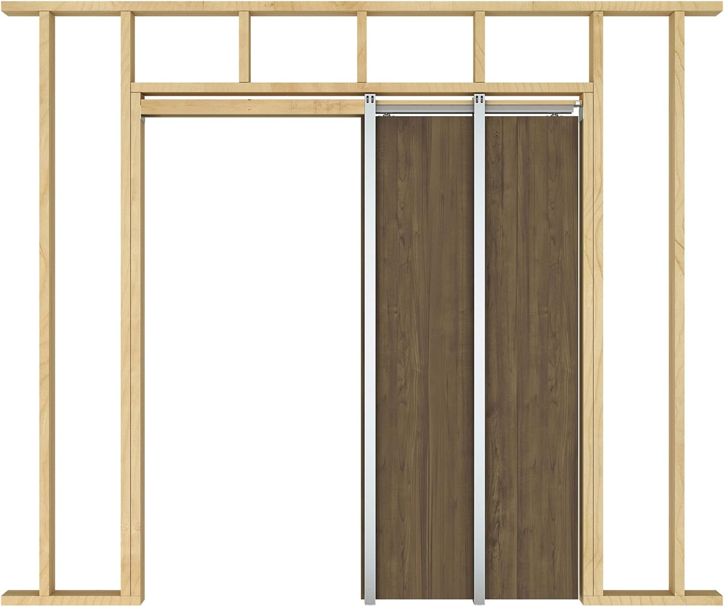 Durable 32"x80" Pocket Door Frame Kit with Soft-Close Mechanism for 24" to 32" Wide Doors - Easy Install & Durable Hardware
