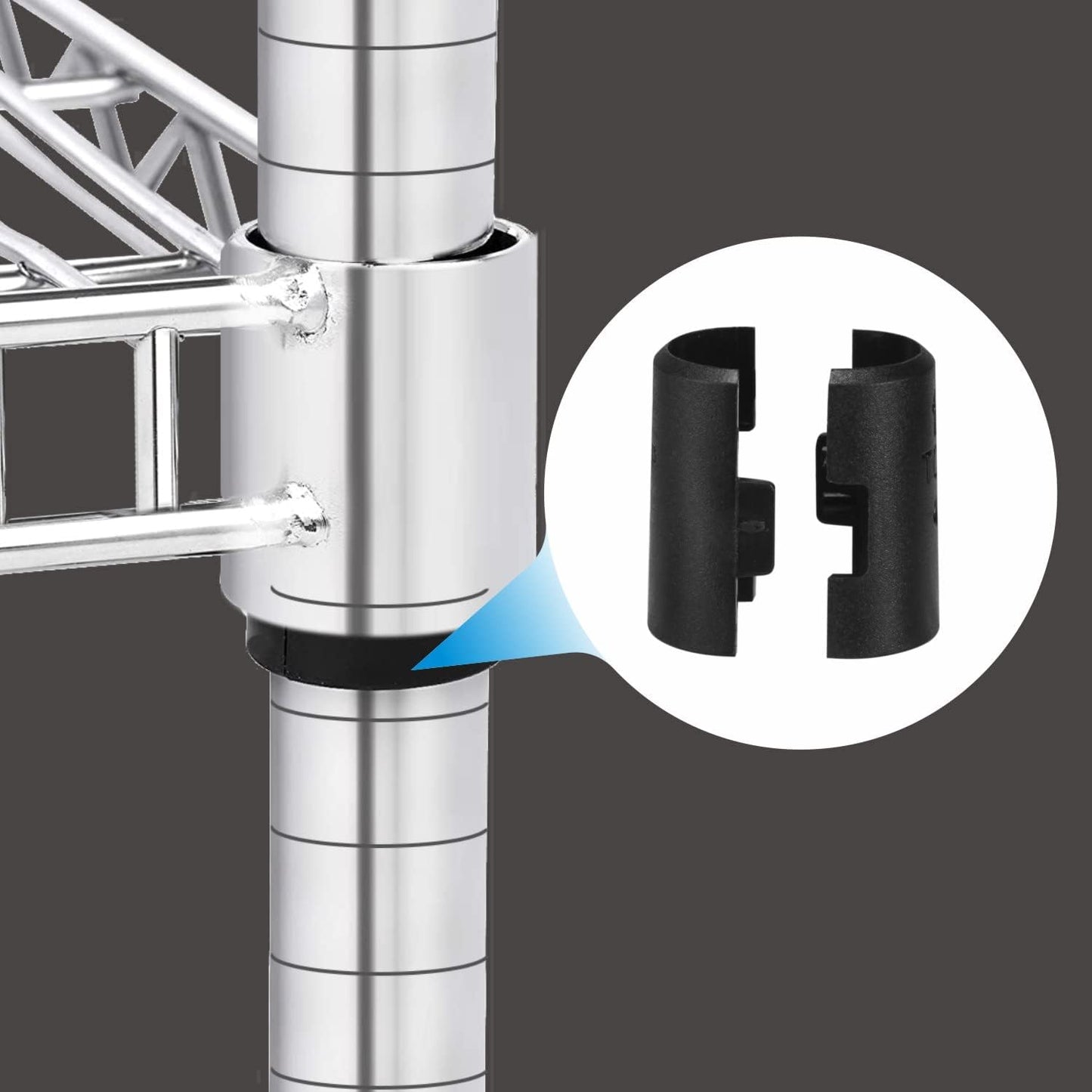 Durable Black Wire Shelf Lock Clips for 3/4" Pipe Shelving System - 24pcs (12 Pairs)