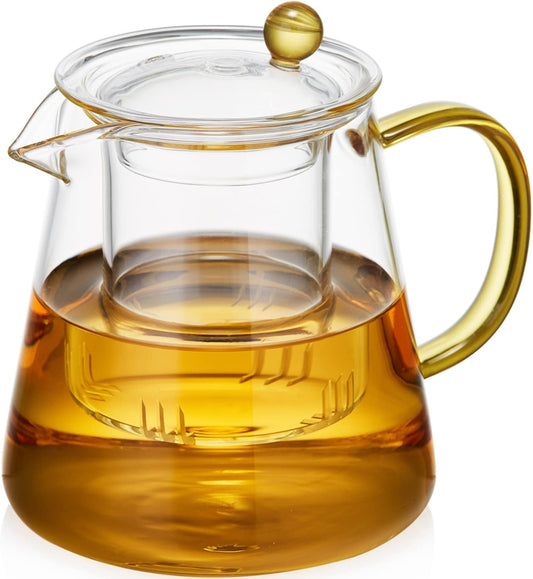Durable Borosilicate Glass Teapot with Infuser, Heat-Resistant, 25 fl oz, Gas Stovetop Safe