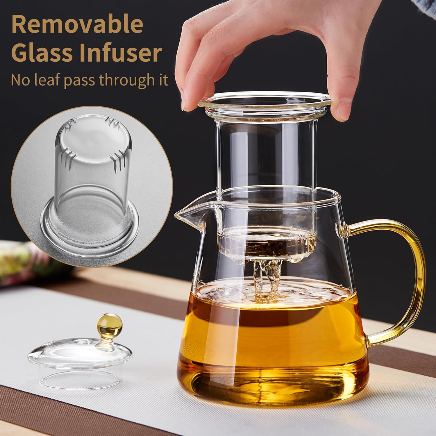 Durable Borosilicate Glass Teapot with Infuser, Heat-Resistant, 25 fl oz, Gas Stovetop Safe