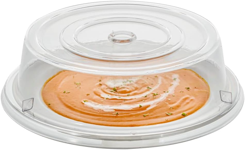 Durable Clear Plastic Cater Tek 10.2 Inch Plate Covers - Set of 10 Shatterproof Dish Covers for 10-Inch Plates - Dishwasher Safe & Heat Resistant up to 210F