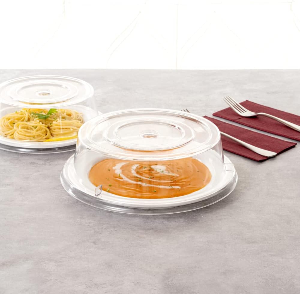 Durable Clear Plastic Cater Tek 10.2 Inch Plate Covers - Set of 10 Shatterproof Dish Covers for 10-Inch Plates - Dishwasher Safe & Heat Resistant up to 210F