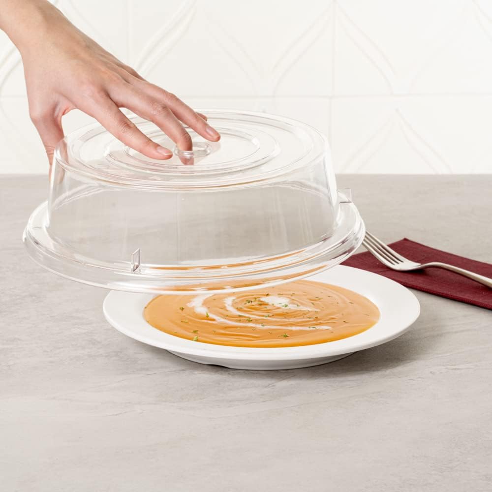 Durable Clear Plastic Cater Tek 10.2 Inch Plate Covers - Set of 10 Shatterproof Dish Covers for 10-Inch Plates - Dishwasher Safe & Heat Resistant up to 210F