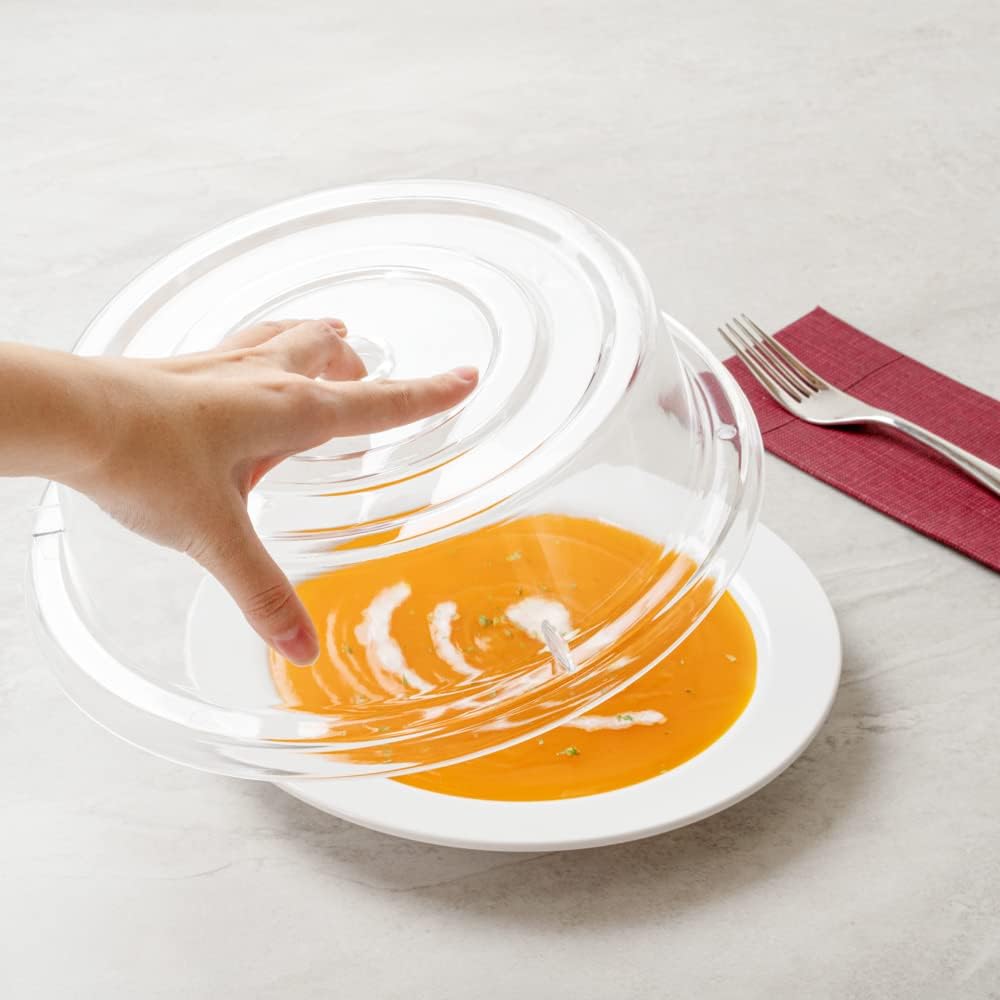 Durable Clear Plastic Cater Tek 10.2 Inch Plate Covers - Set of 10 Shatterproof Dish Covers for 10-Inch Plates - Dishwasher Safe & Heat Resistant up to 210F