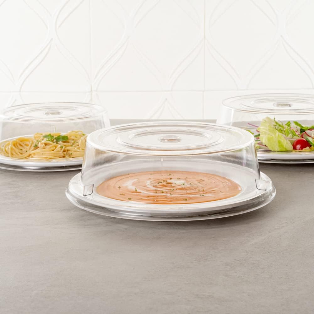 Durable Clear Plastic Cater Tek 10.2 Inch Plate Covers - Set of 10 Shatterproof Dish Covers for 10-Inch Plates - Dishwasher Safe & Heat Resistant up to 210F
