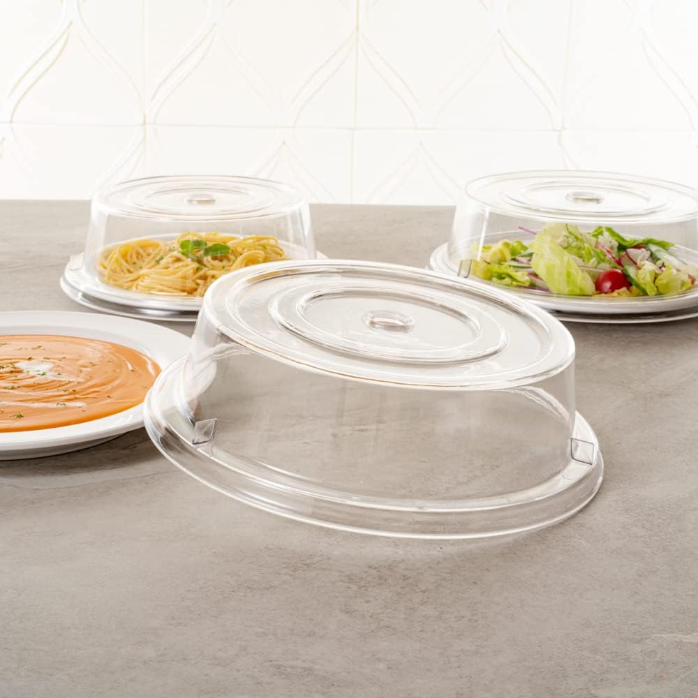 Durable Clear Plastic Cater Tek 10.2 Inch Plate Covers - Set of 10 Shatterproof Dish Covers for 10-Inch Plates - Dishwasher Safe & Heat Resistant up to 210F