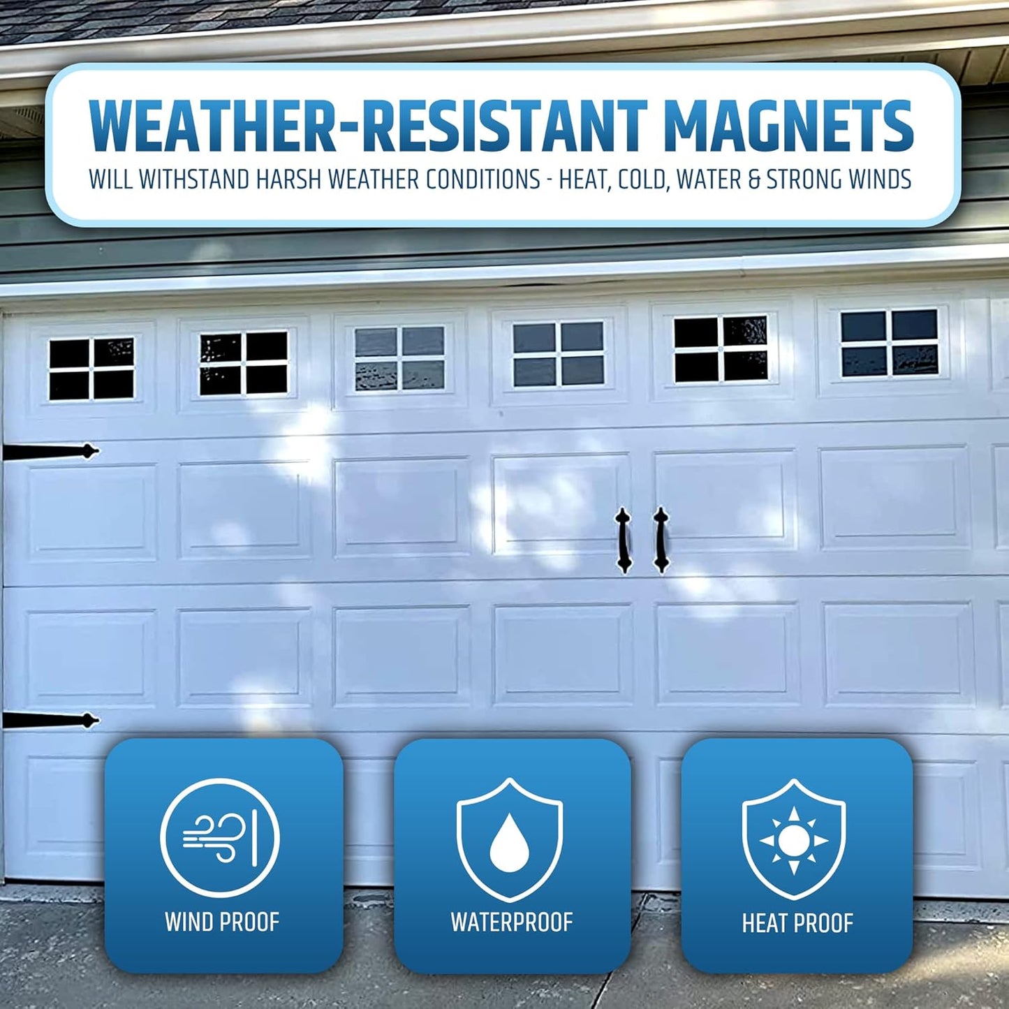 Durable Magnetic Garage Door Hardware Set - 2 Handles + 4 Hinges - Faux Accents Kit for Curb Appeal - Easy to Install & Secure Placement - WildKart