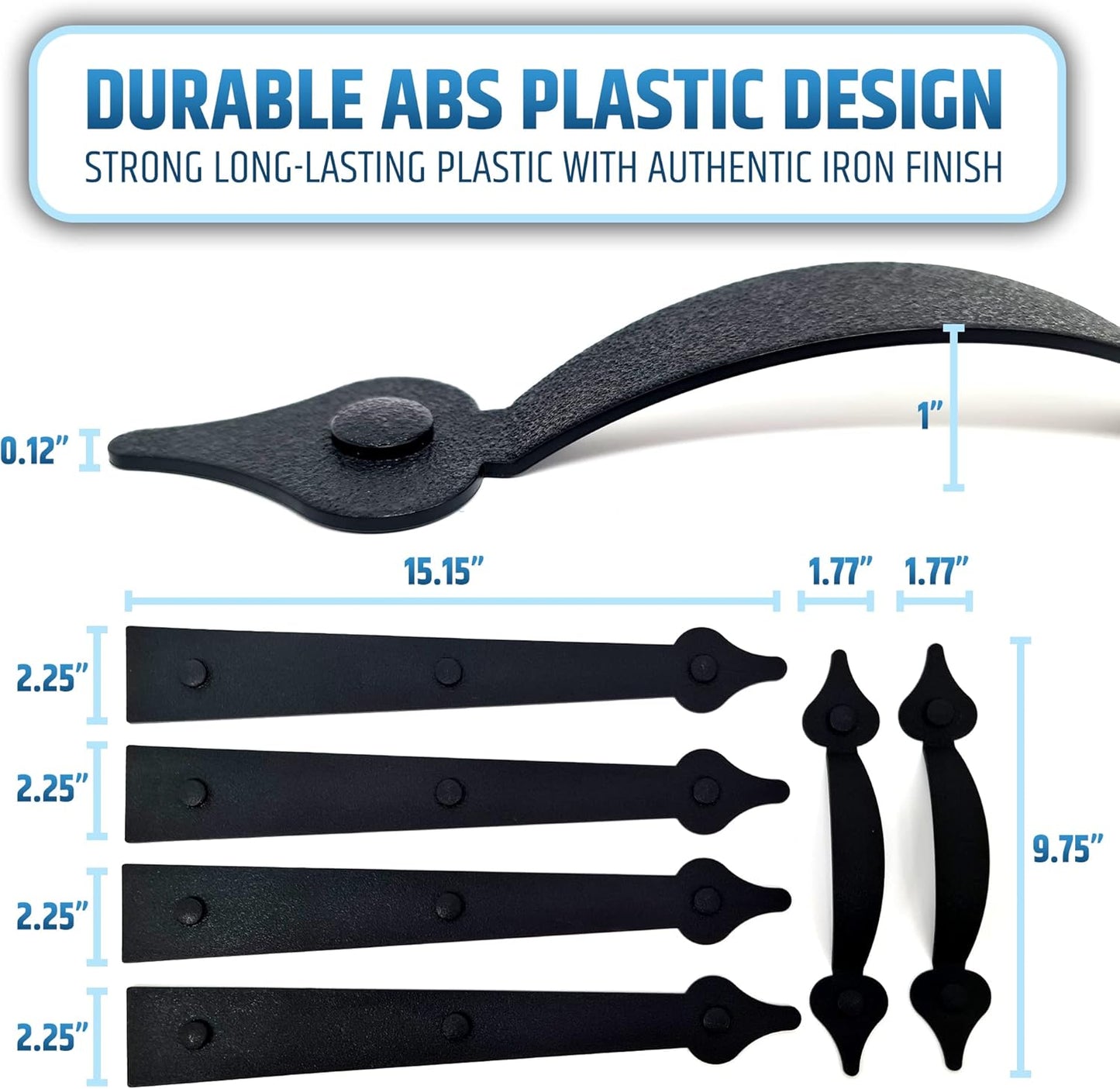 Durable Magnetic Garage Door Hardware Set - 2 Handles + 4 Hinges - Faux Accents Kit for Curb Appeal - Easy to Install & Secure Placement - WildKart