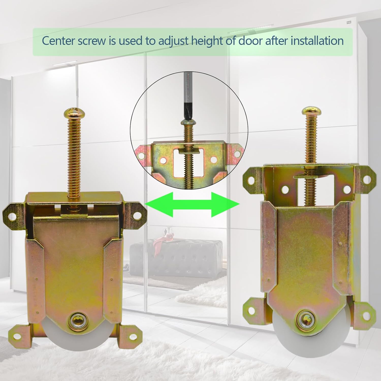 Durable POM Sliding Mirror Closet Door Rollers Replacement for Contractors Part #W8020C, 1-1/2" Concaved Ball Bearing Wheel, 2 Pack - WildKart