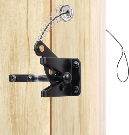 Durable Self-Locking Gate Latch with Stainless Steel Cable Pull for Wood, Vinyl, Aluminum, and Iron Gates