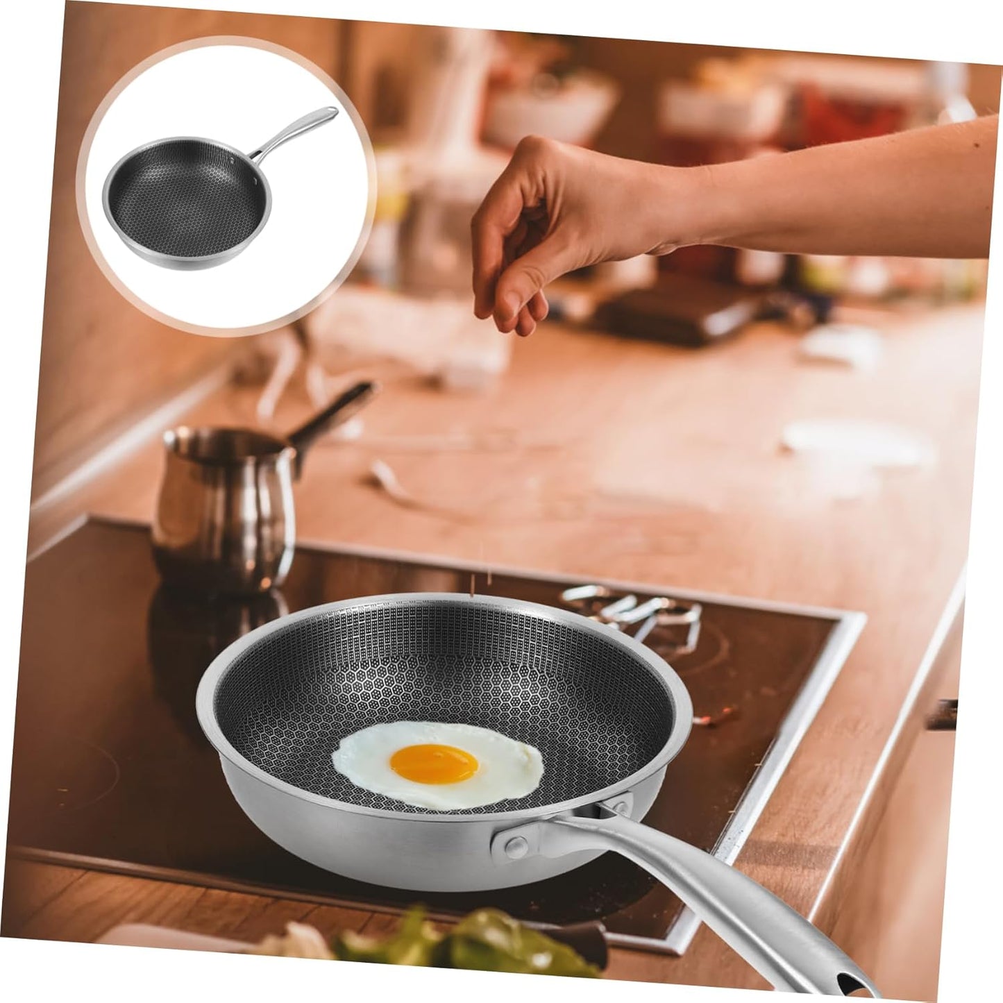 Durable Stainless Steel Frying Pan Skillet for Cooking Eggs on Stove Top - Ideal Kitchen Pan for Everyday Breakfast Needs