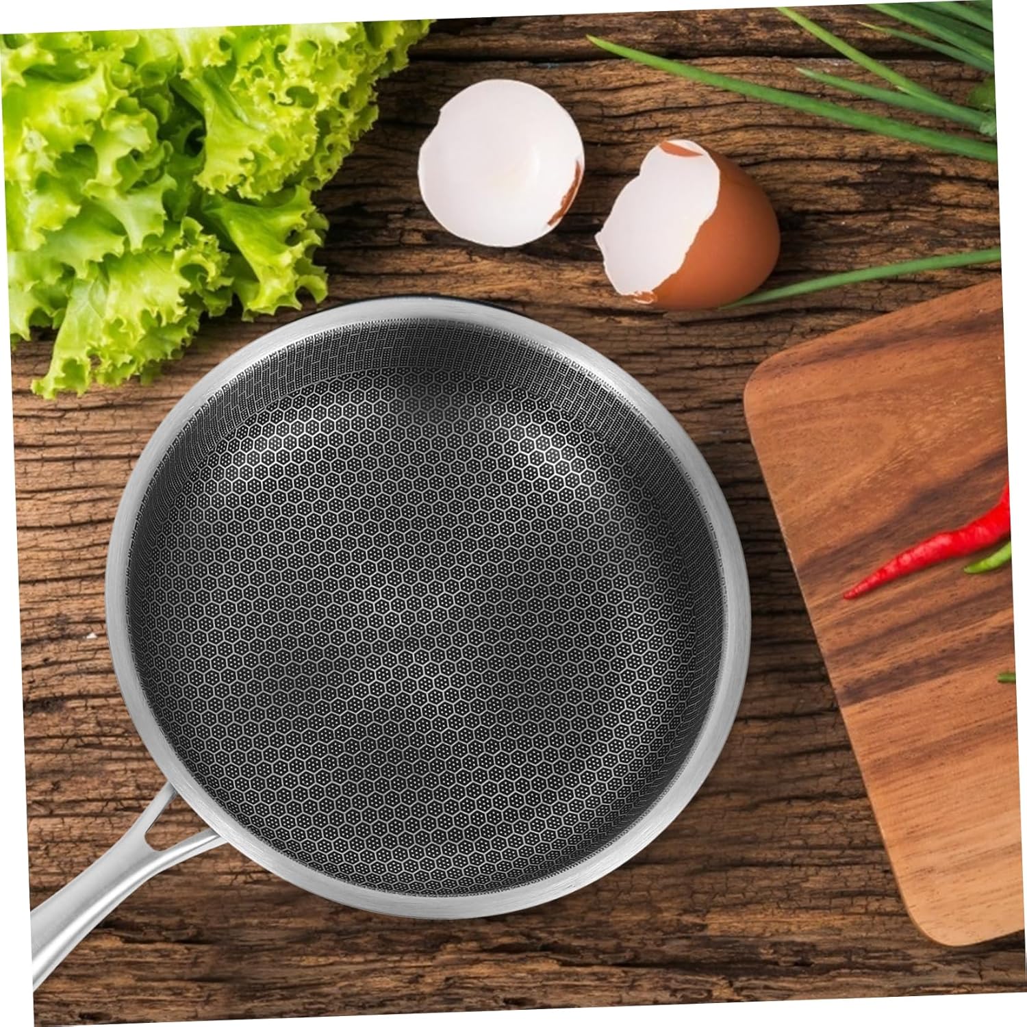 Durable Stainless Steel Frying Pan Skillet for Cooking Eggs on Stove Top - Ideal Kitchen Pan for Everyday Breakfast Needs