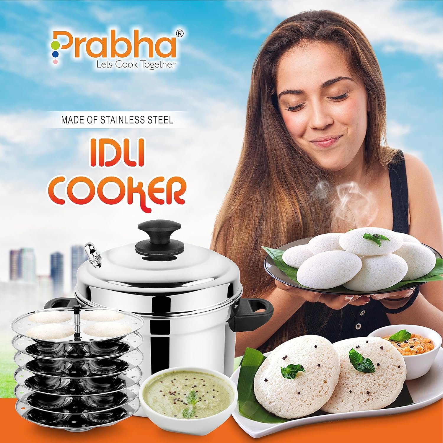 Durable Stainless Steel Idli Maker & Rice Cooker - Fast Heating, 4 Plate Capacity