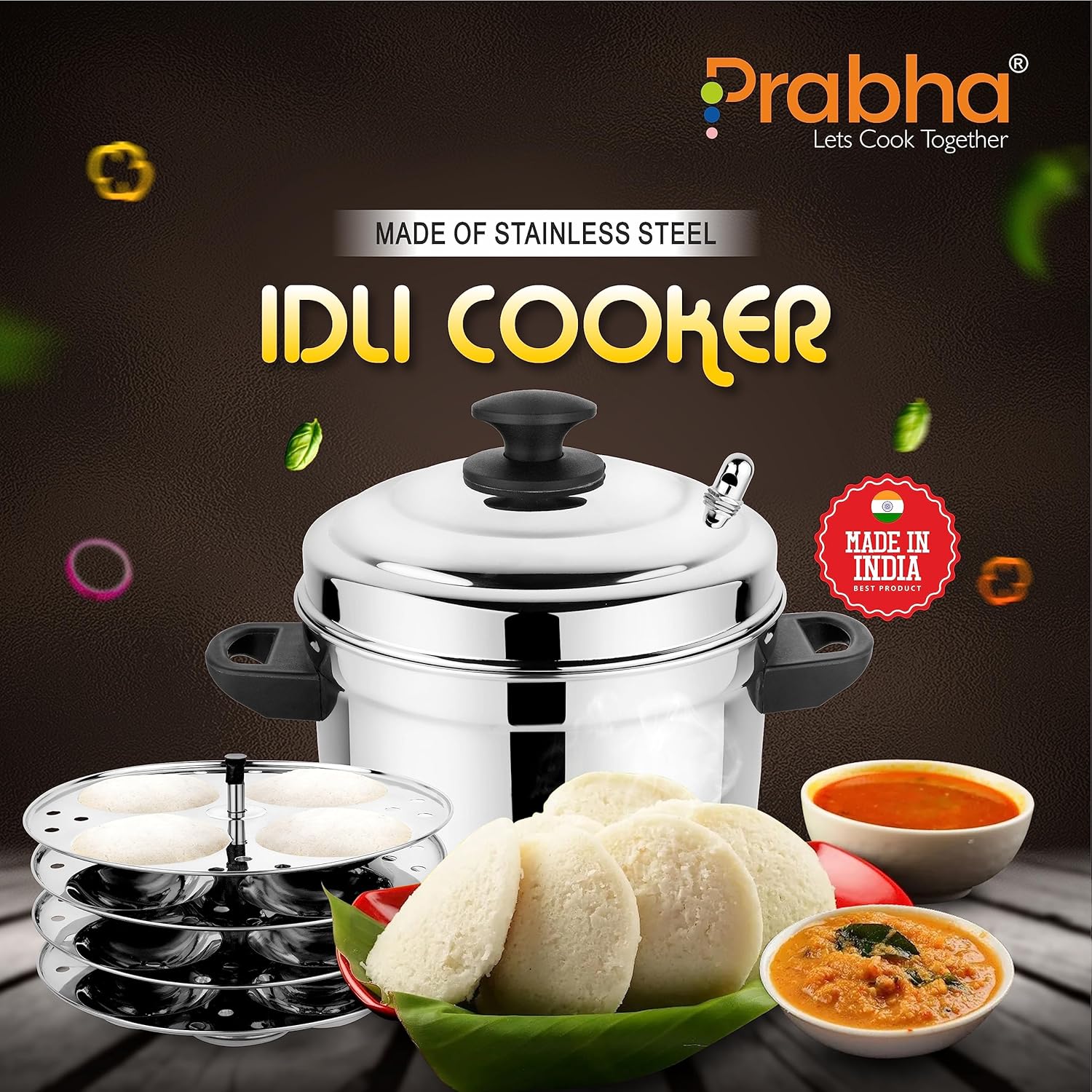 Durable Stainless Steel Idli Maker & Rice Cooker - Fast Heating, 4 Plate Capacity