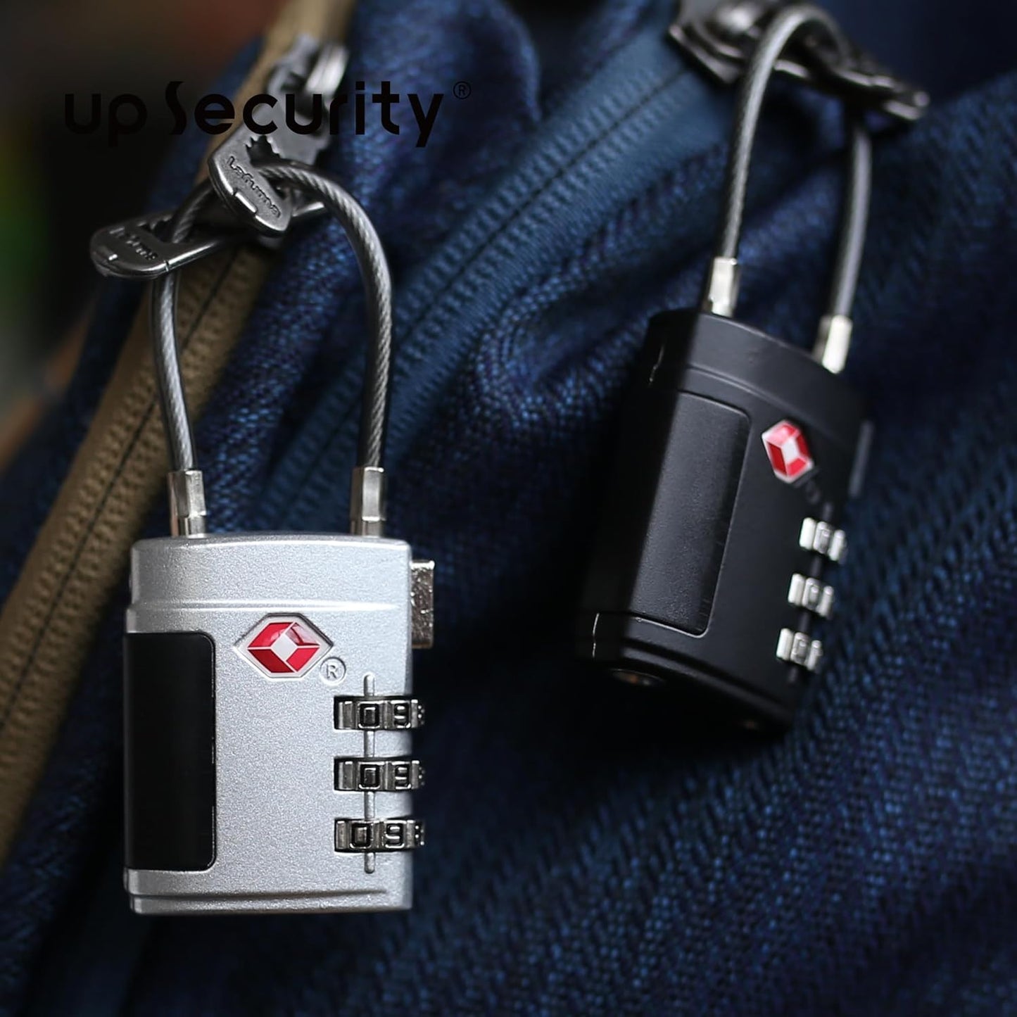 Durable TSA Approved Combination Lock with Cable for Suitcases, Backpacks, Gym Lockers - Travel Essential Security (Black)