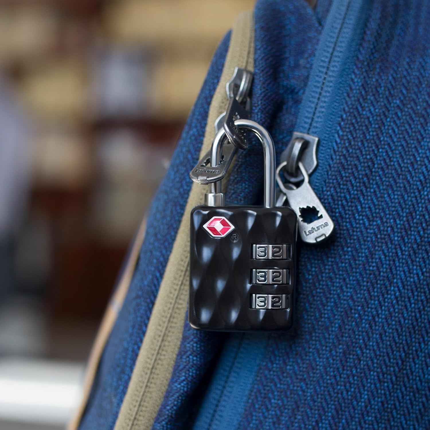 Durable TSA-Approved Combination Padlock for Travel - Resettable Compact Lock for Luggage, Suitcase, Gym Locker - Black+Gray Combo Lock