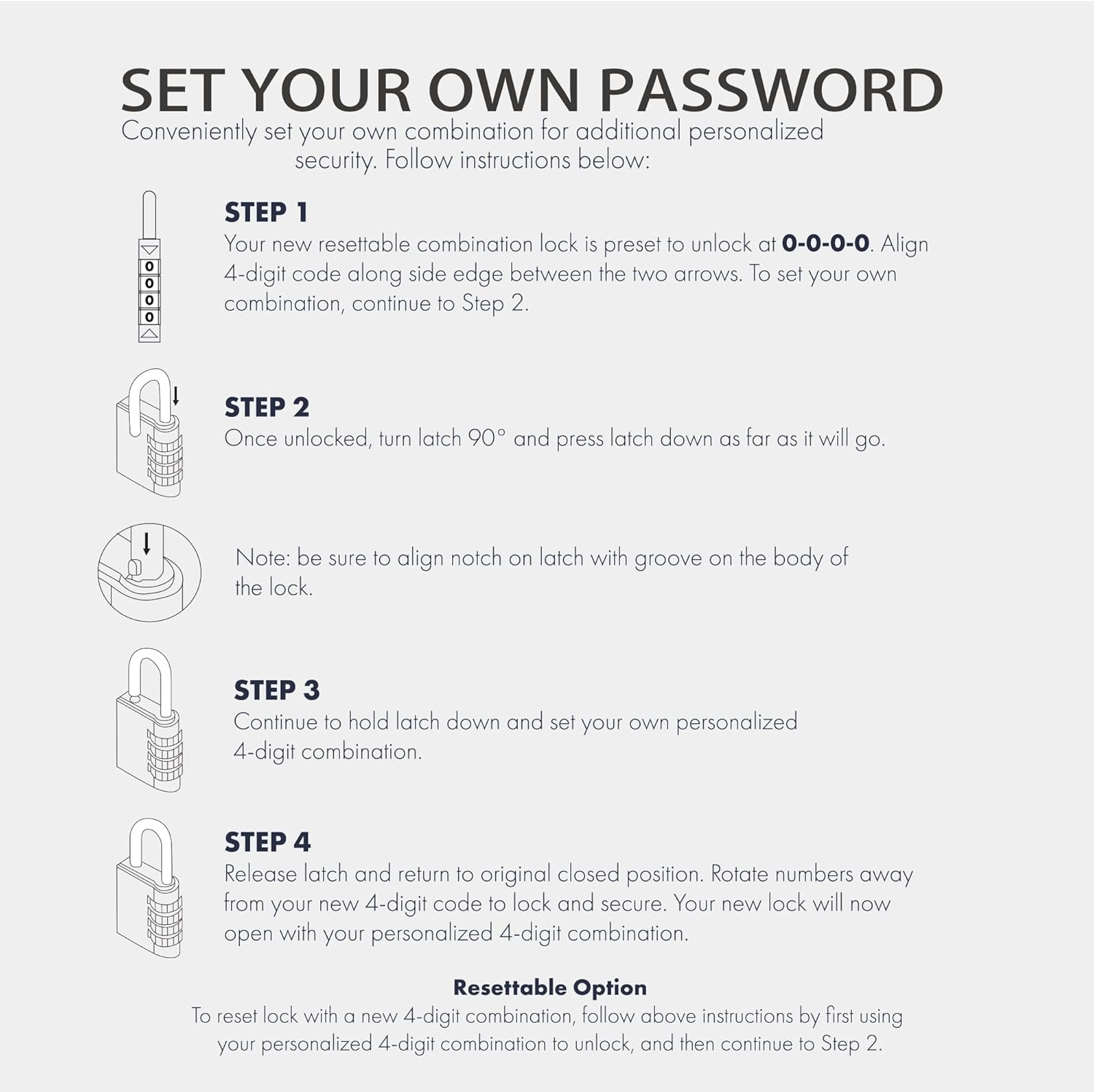 Durable TSA-Approved Combination Padlock for Travel - Resettable Compact Lock for Luggage, Suitcase, Gym Locker - Black+Gray Combo Lock