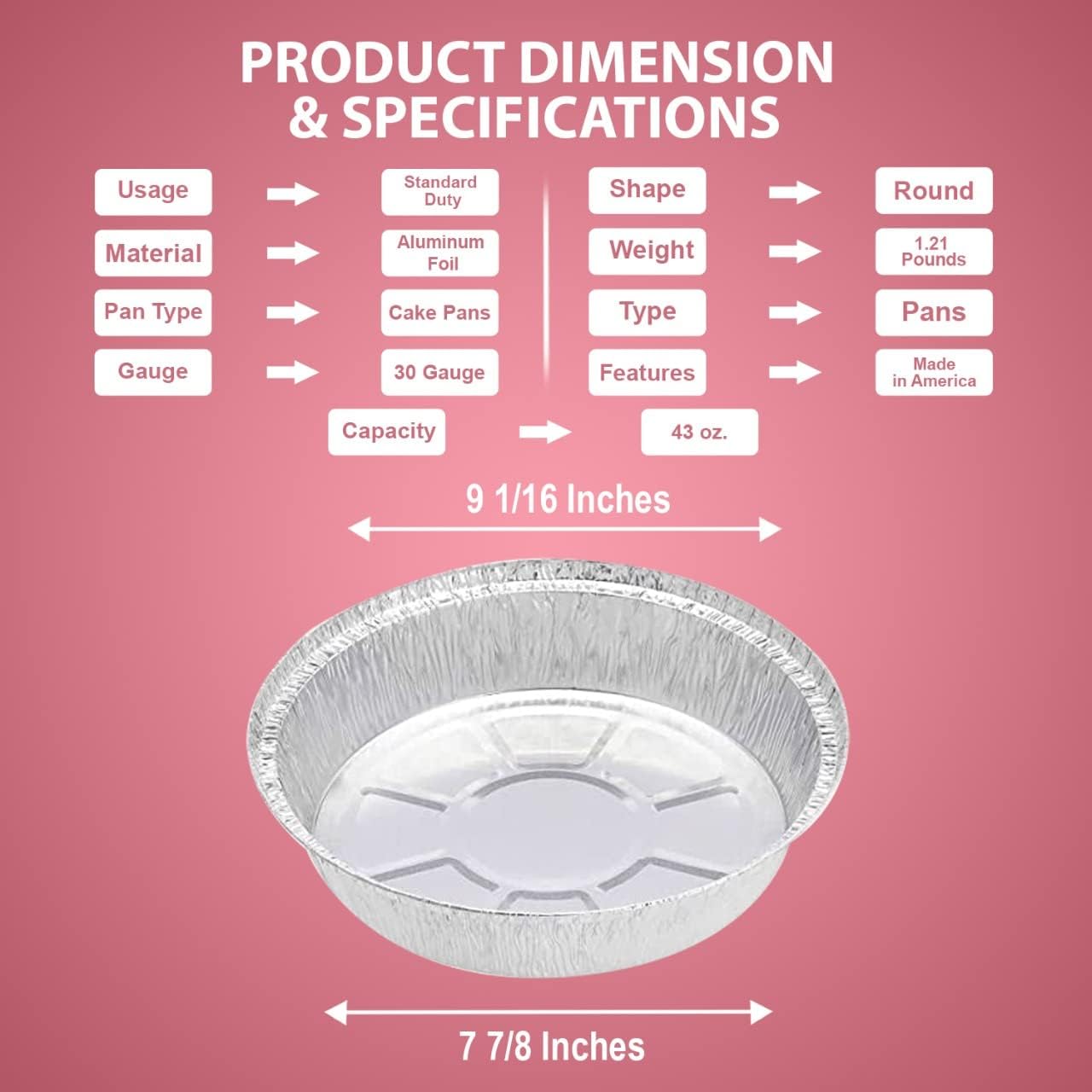 D&W Fine Pack PerformancePak Hemmed Edge Aluminum Pan Silver 46.2 oz 8.94" Diameter x 1.66" Depth 500/Case