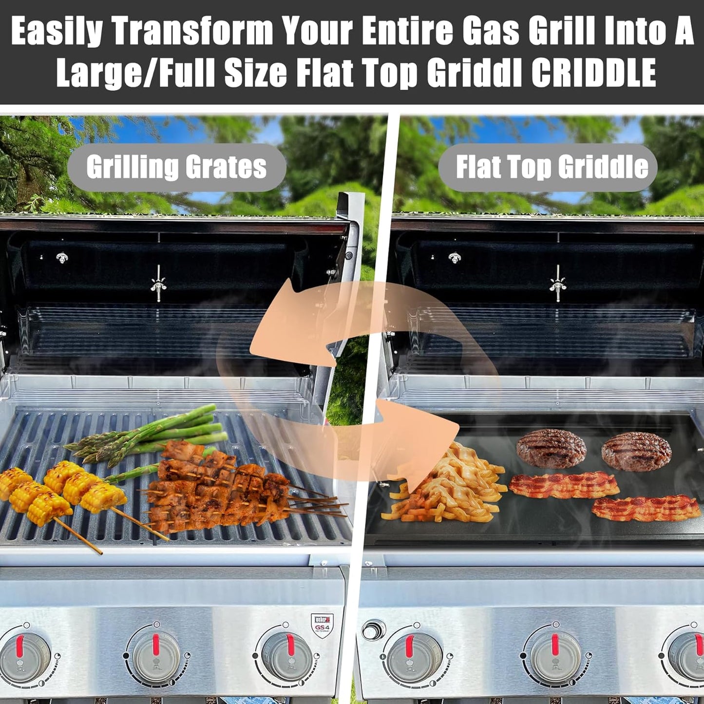 Dyna Glo Grill Parts DGF493BNP DGH474CRP Griddle Inserts - Carbon Steel Flat Top Griddle for DGB494SPB DGB495SDP-D DGB495SPD