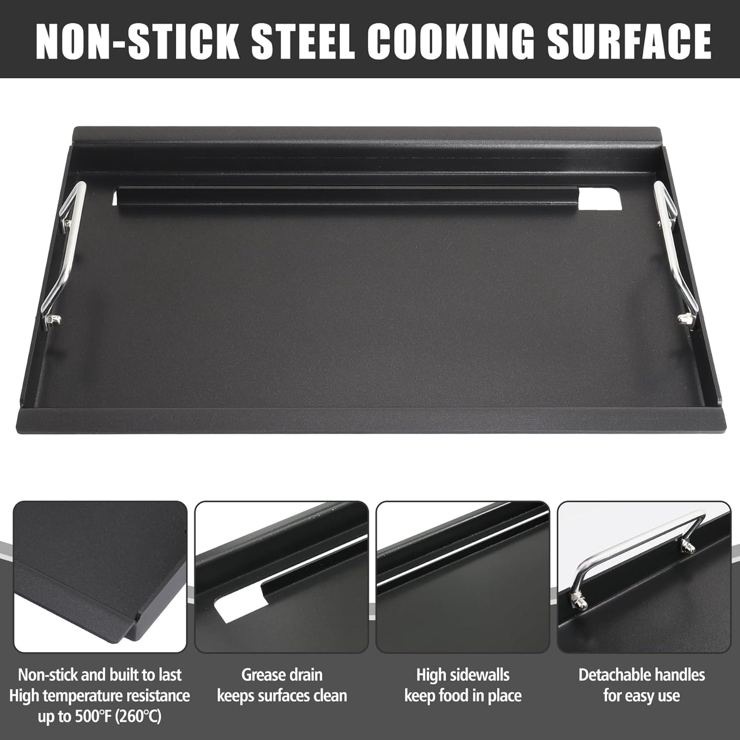 Dyna Glo Grill Parts DGF493BNP DGH474CRP Griddle Inserts - Carbon Steel Flat Top Griddle for DGB494SPB DGB495SDP-D DGB495SPD