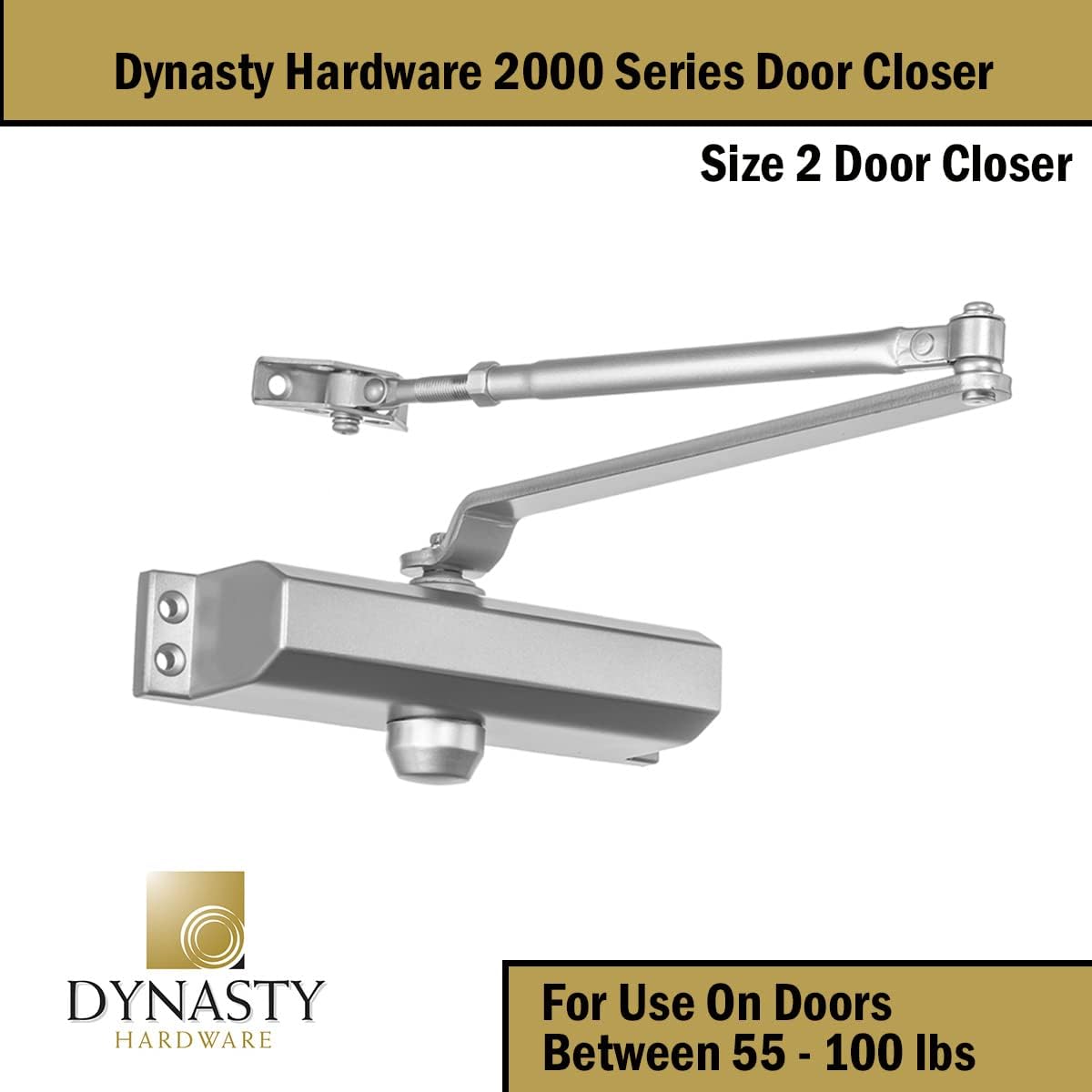 Dynasty Hardware Commercial Grade Size 2 Spring Door Closer, Hydraulic Automatic Series 2000 - Sprayed Aluminum