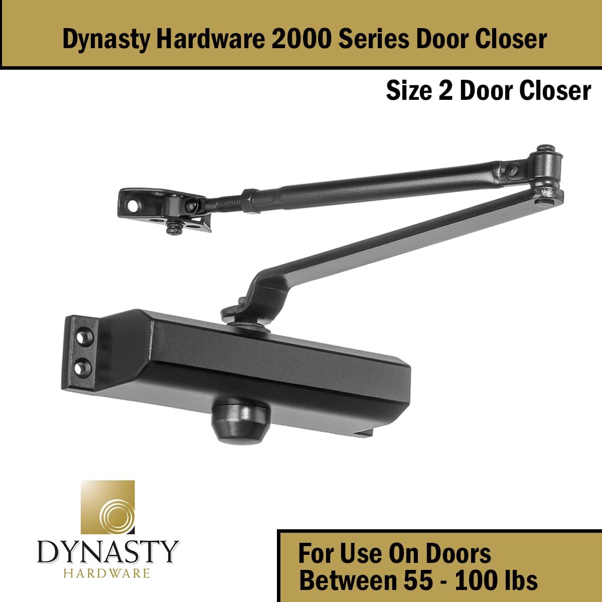 Dynasty Hardware Commercial Grade Size 2 Spring Hydraulic Door Closer - Dark Bronze, Series 2000