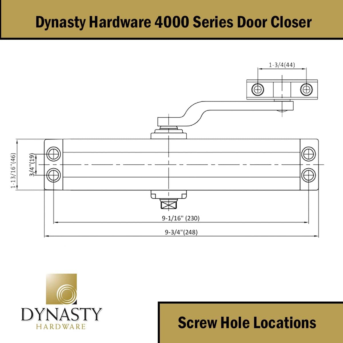 Dynasty Hardware Commercial Grade Size 4 Spring Door Closer, Hydraulic Automatic Series 4000 - Duronotic/Brown