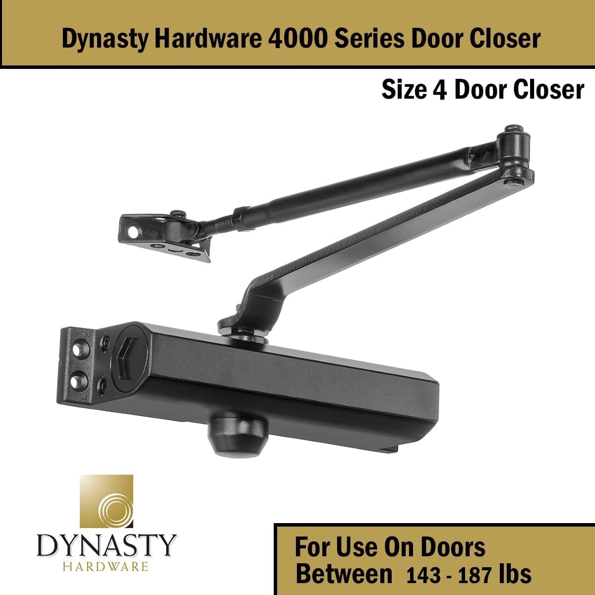 Dynasty Hardware Commercial Grade Size 4 Spring Door Closer, Hydraulic Automatic Series 4000 - Duronotic/Brown
