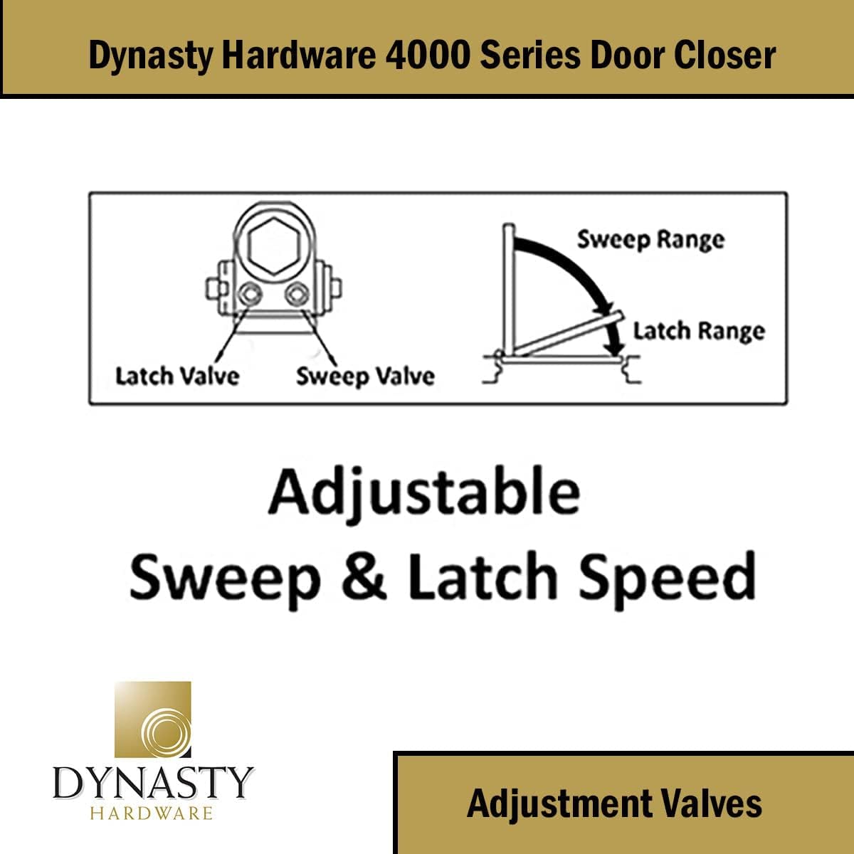 Dynasty Hardware Commercial Grade Size 4 Spring Door Closer, Hydraulic Automatic Series 4000 - Duronotic/Brown