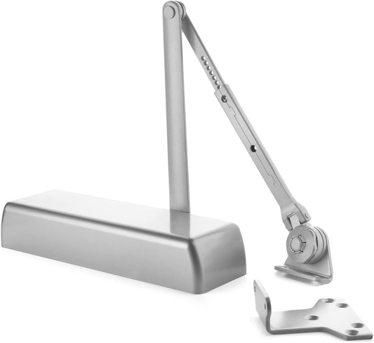Dynasty Hardware Series 4401 Hold Open Arm Door Closer - Heavy Duty Commercial Grade, ADA Compliant, Adjustable Spring - Sprayed Aluminum Finish