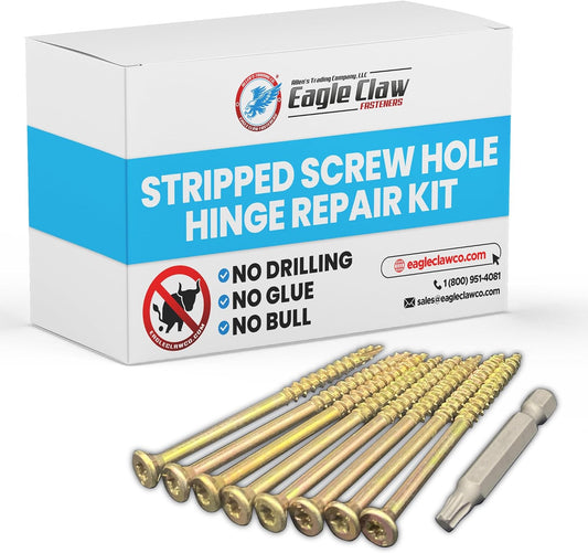 Eagle Claw Fasteners DIY Stripped Screw Hole Repair Kit - No Pre-Drilling or Glue Needed