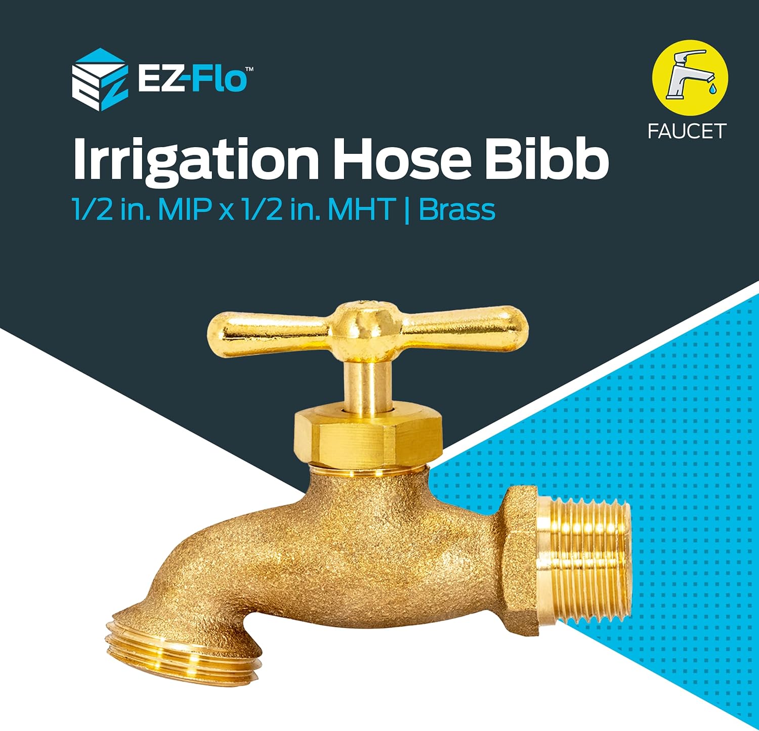 Eastman 20181 Brass Irrigation Hose Bibb with 1/2 Inch MIP and MHT Connections