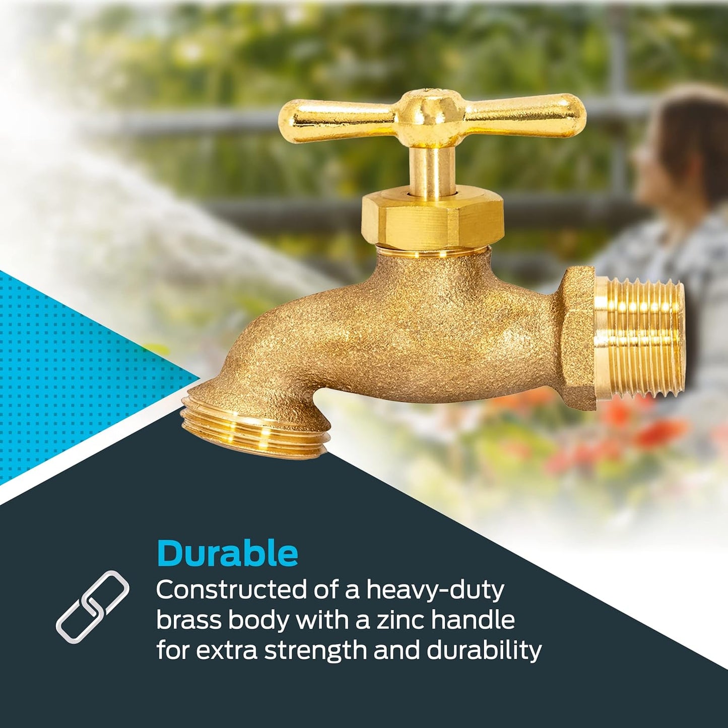 Eastman 20181 Brass Irrigation Hose Bibb with 1/2 Inch MIP and MHT Connections