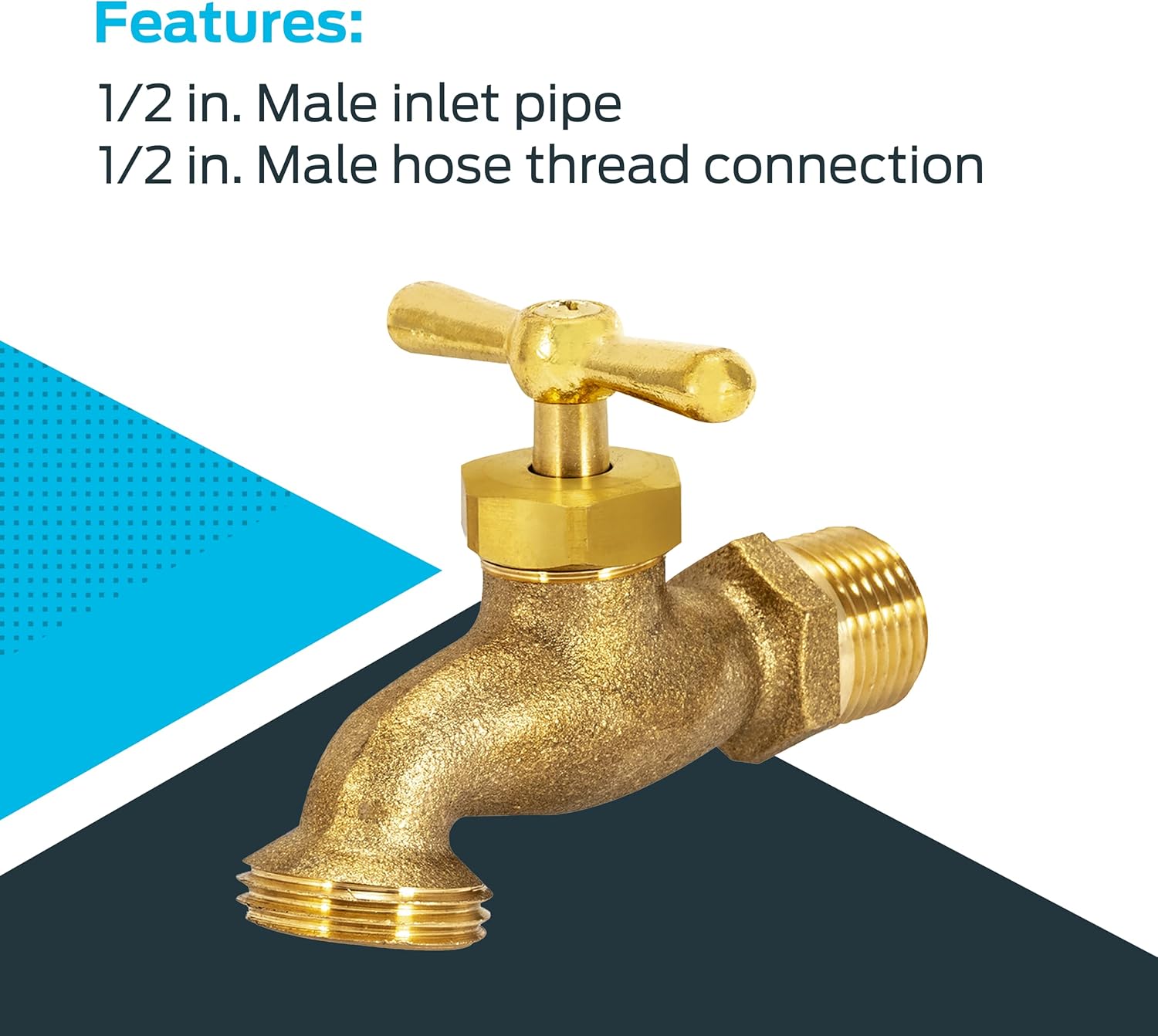Eastman 20181 Brass Irrigation Hose Bibb with 1/2 Inch MIP and MHT Connections