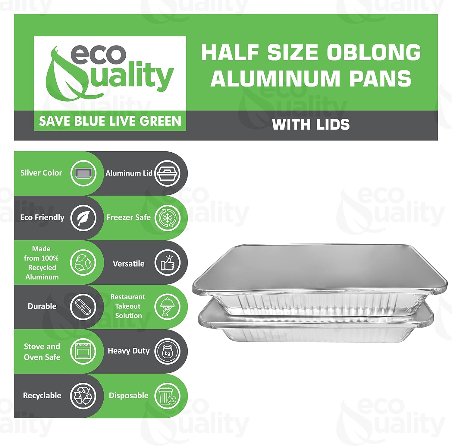 Eco-Friendly Heavy Duty Disposable Aluminum Pans with Lids - 9x13 Half Size Trays for Catering, Baking, Roasting - Steam Table Deep Pans for Food Storage - Pack of 400