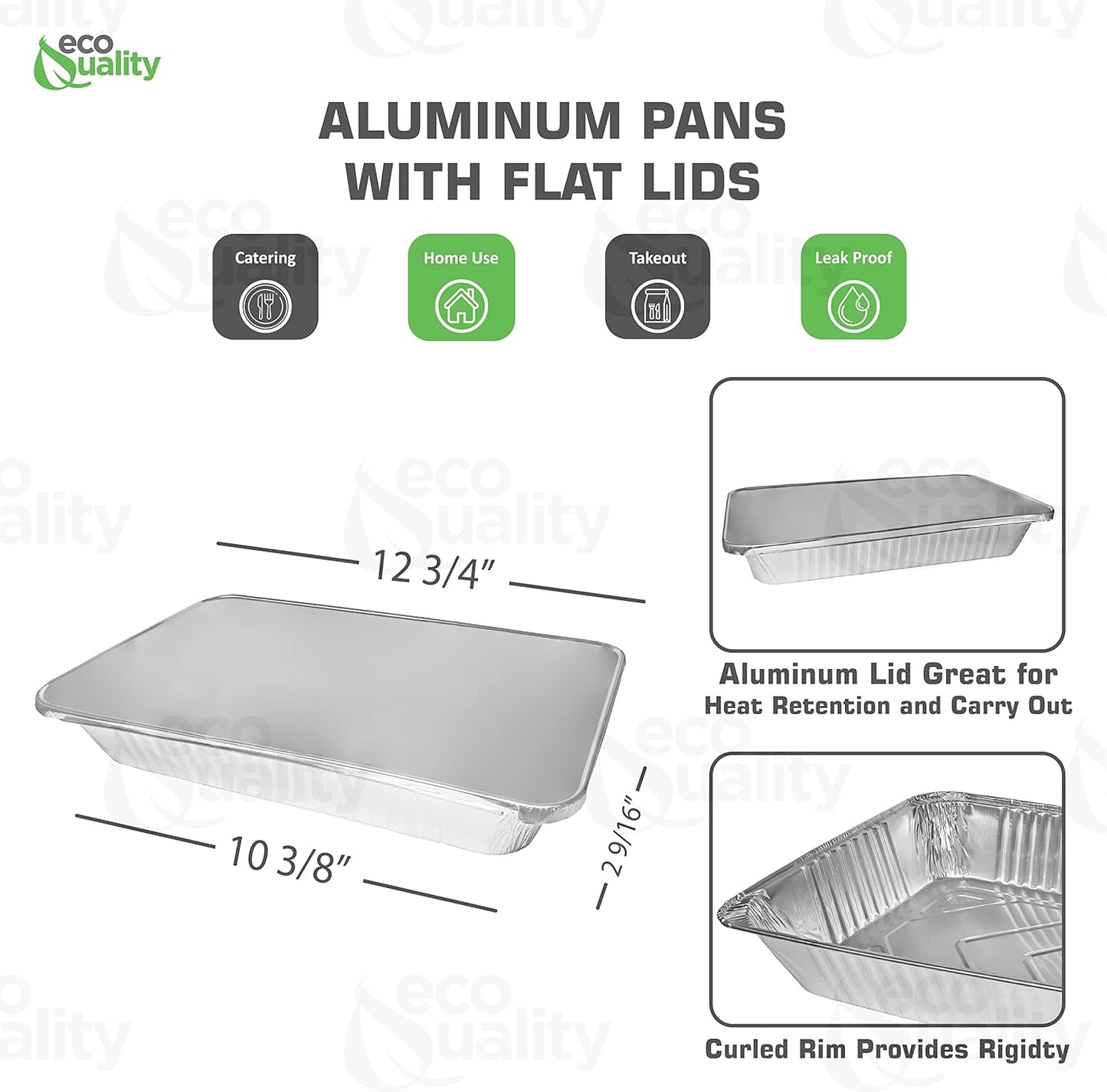 Eco-Friendly Heavy Duty Disposable Aluminum Pans with Lids - 9x13 Half Size Trays for Catering, Baking, Roasting - Steam Table Deep Pans for Food Storage - Pack of 400