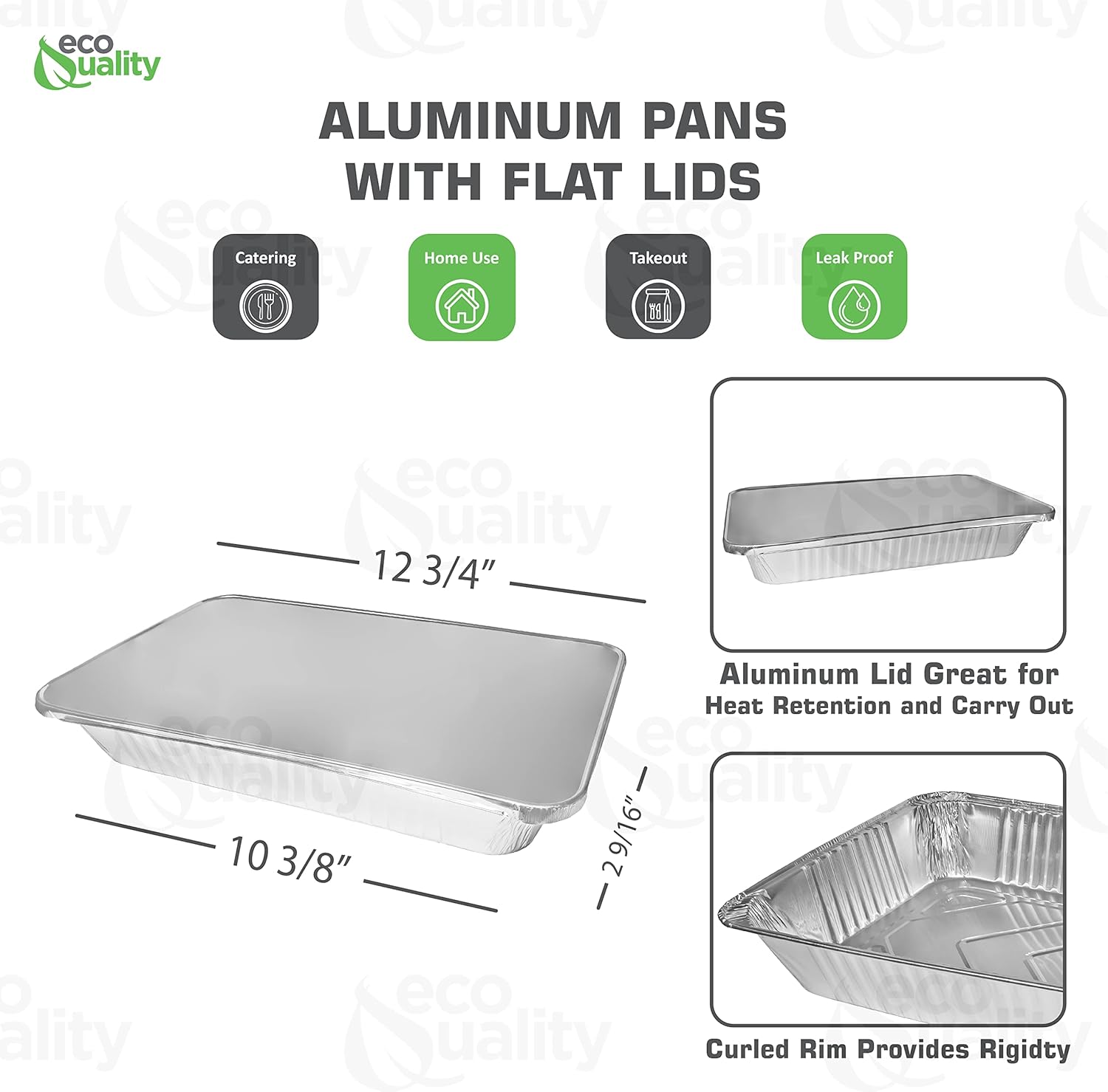 Eco-Friendly Heavy Duty Disposable Aluminum Pans with Lids - 9x13 Half Size Trays for Catering, Baking, Roasting - Steam Table Deep Pans for Food Storage - Pack of 400
