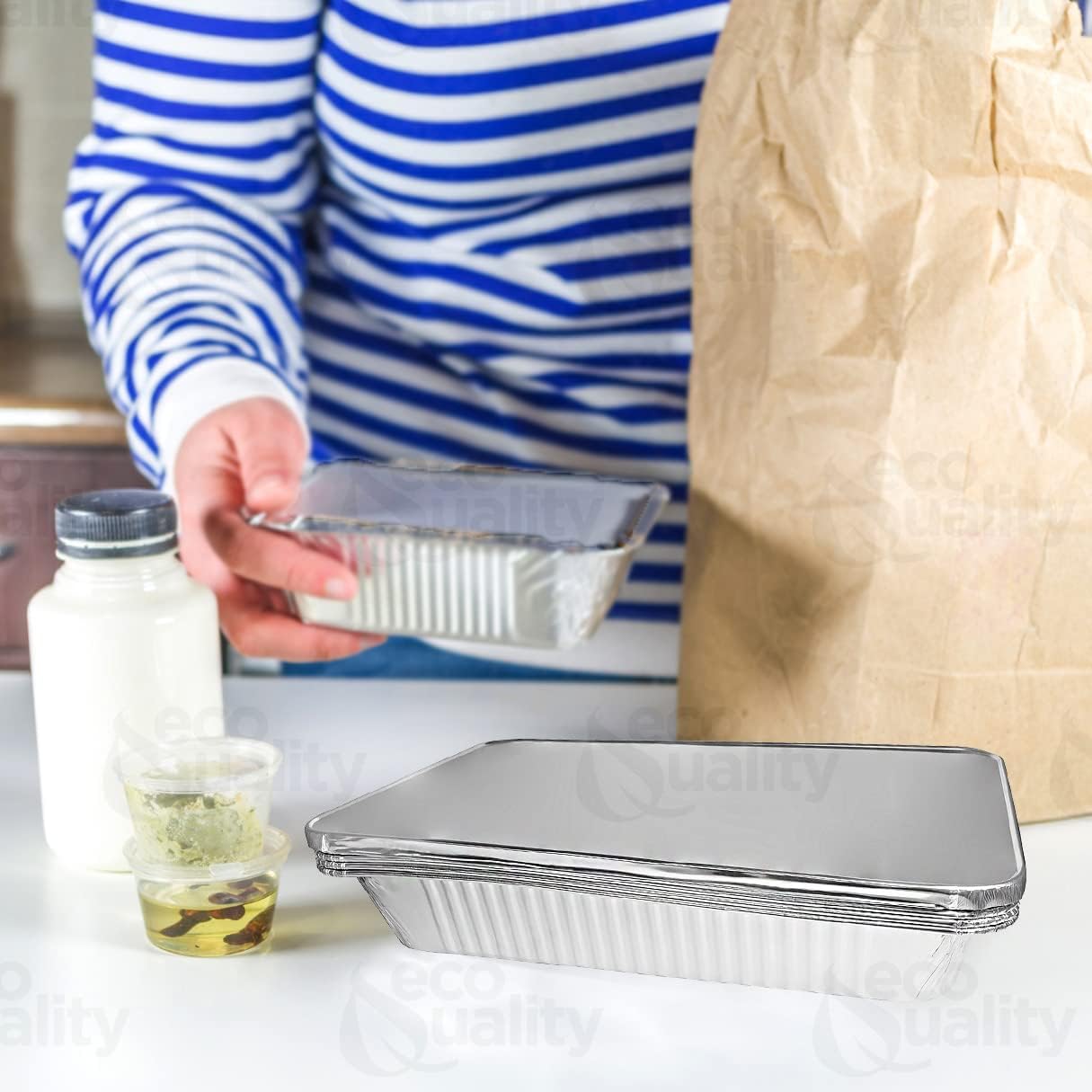 Eco-Friendly Heavy Duty Disposable Aluminum Pans with Lids - 9x13 Half Size Trays for Catering, Baking, Roasting - Steam Table Deep Pans for Food Storage - Pack of 400