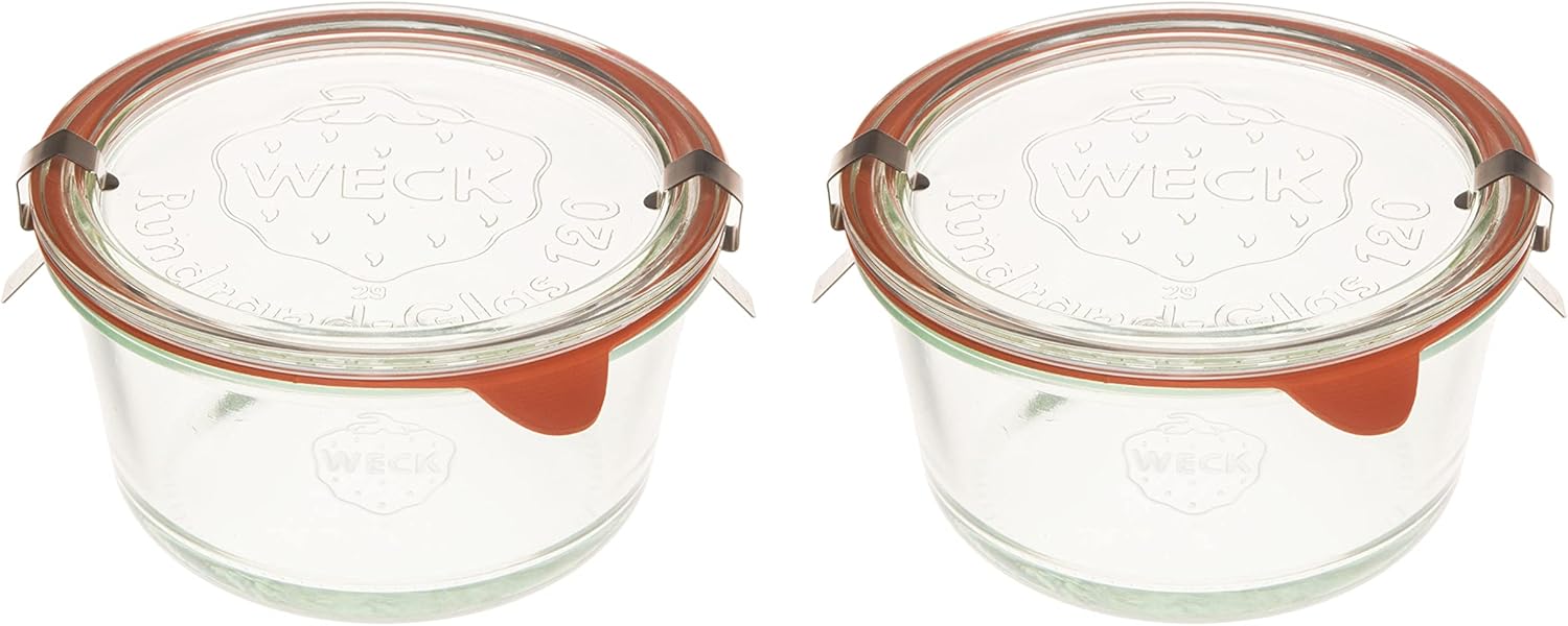 Eco-Friendly Weck Canning Jars Set of 2 with Airtight Glass Lids - Medium Size Food Storage Containers - Transparent Mold Jars for Preservation and More