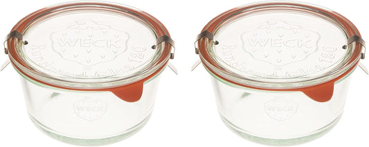 Eco-Friendly Weck Canning Jars Set of 2 with Airtight Glass Lids - Medium Size Food Storage Containers - Transparent Mold Jars for Preservation and More