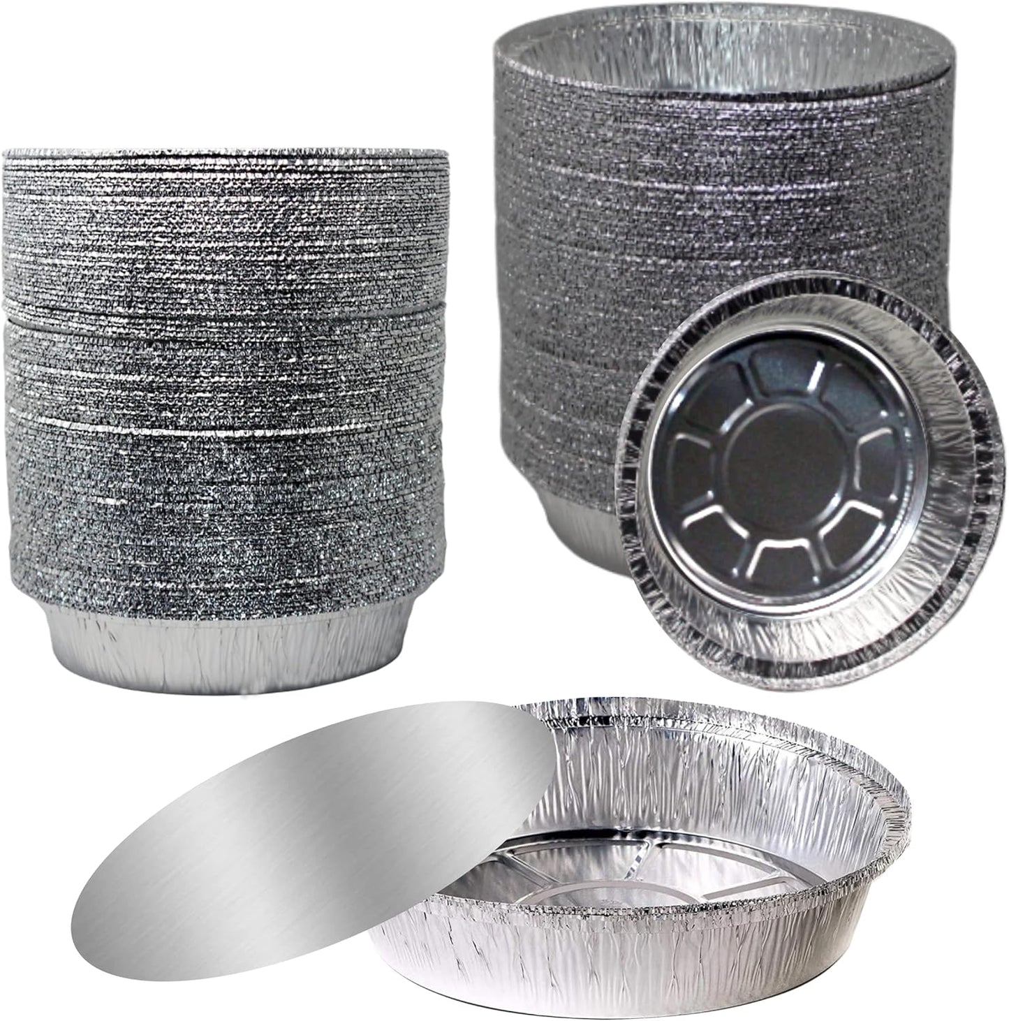 EcoQuality 9 Inch Disposable Round Aluminum Foil Pans with Board Lids - 400 Pack for Baking, Cooking, Catering, Parties
