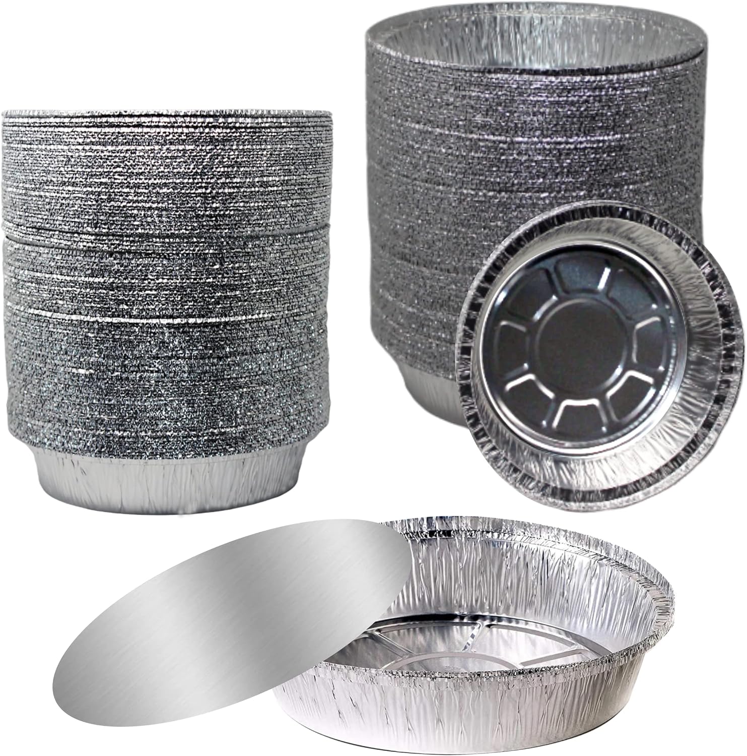 EcoQuality 9 Inch Disposable Round Aluminum Foil Pans with Board Lids - 400 Pack for Baking, Cooking, Catering, Parties