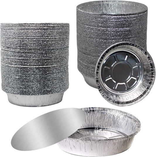 EcoQuality 9 Inch Disposable Round Aluminum Foil Pans with Board Lids - 400 Pack for Baking, Cooking, Catering, Parties